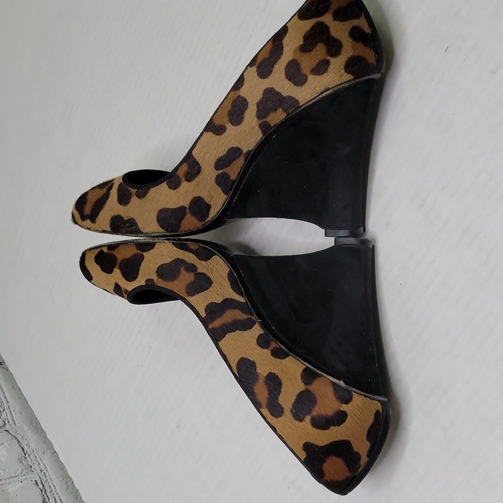 Stuart weitzman leopard fur peep toe wedge pump - Picture 5 of 9
